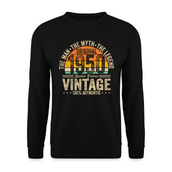 Vintage des années 1950 anniversaire rétro - Sweat-shirt Unisexe - noir - Devant - Alina (178cm) & Michal (187cm)