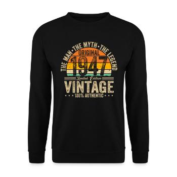 Millésime 1947 - Légendaire 77e anniversaire - Sweat-shirt Unisexe - noir - Devant - Alina (178cm) & Michal (187cm)