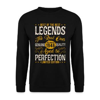 Vintage 1946 - Ein legendärer Jahrgang - Unisex Pullover - Schwarz - Vorne - Alina (178cm) & Michal (187cm)