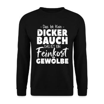 Feinkostgewölbe Spruch - Unisex Pullover - Schwarz - Vorne - Alina (178cm) & Michal (187cm)