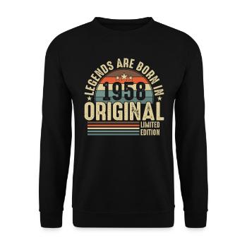 Les légendes naissent en 1958 - Sweat-shirt Unisexe - noir - Devant - Alina (178cm) & Michal (187cm)