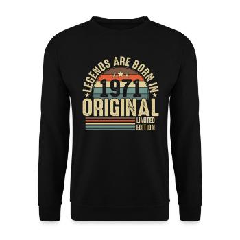 Les légendes sont nées en 1971 - Sweat-shirt Unisexe - noir - Devant - Alina (178cm) & Michal (187cm)