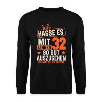 Legendärer 32. Geburtstag - Unisex Pullover - Schwarz - Vorne - Alina (178cm) & Michal (187cm)