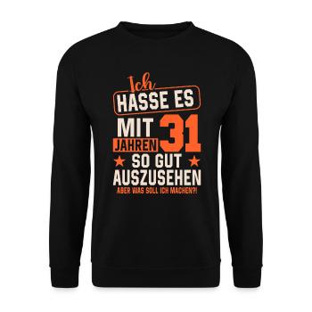 Legendärer 31. Geburtstag - Unisex Pullover - Schwarz - Vorne - Alina (178cm) & Michal (187cm)
