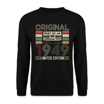 75 ans d’anniversaire vintage - Sweat-shirt Unisexe - noir - Devant - Alina (178cm) & Michal (187cm)