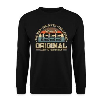 Jahrgang 1955 – Legend wird 69! - Unisex Sweatshirt - black - Front - Alina (178cm) & Michal (187cm)