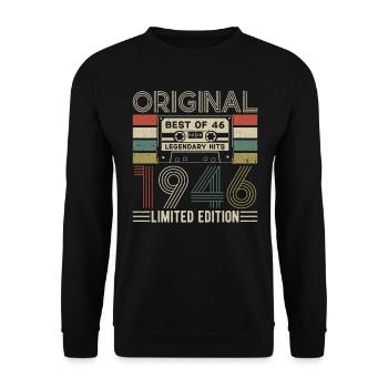Vintage Birthday Joy 1946 - Unisex Sweatshirt - black - Front - Alina (178cm) & Michal (187cm)
