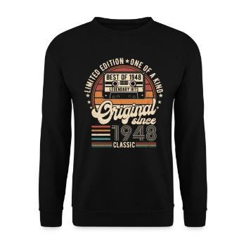 Vintage Birthday Joy 1948 - Unisex Sweatshirt - black - Front - Alina (178cm) & Michal (187cm)