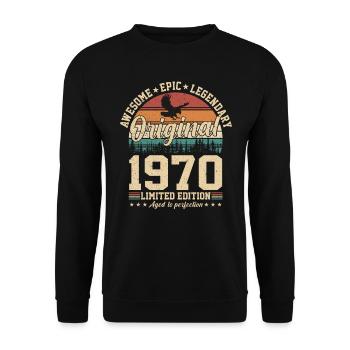 Légendaire 54e anniversaire 1970 - Sweat-shirt Unisexe - noir - Devant - Alina (178cm) & Michal (187cm)