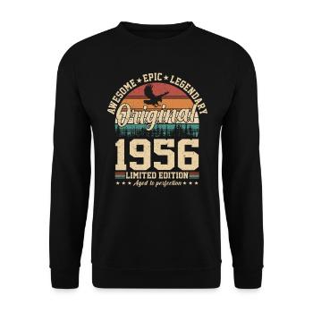 68 Anniversaire Millésime 1956 Rétro - Sweat-shirt Unisexe - noir - Devant - Alina (178cm) & Michal (187cm)
