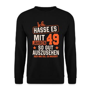 Lebendige Legende mit 49 Jahren - Unisex Pullover - Schwarz - Vorne - Alina (178cm) & Michal (187cm)