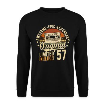 Anniversaire de 1957 Vintage - Sweat-shirt Unisexe - noir - Devant - Alina (178cm) & Michal (187cm)