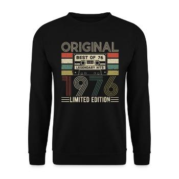 Anniversaire vintage 1976 - Sweat-shirt Unisexe - noir - Devant - Alina (178cm) & Michal (187cm)