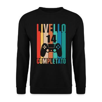 Niveau 14 Terminé 14 Joueur Niveau 14 - Sweat-shirt Unisexe - noir - Devant - Alina (178cm) & Michal (187cm)