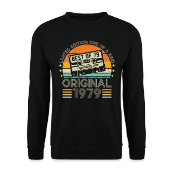 Vintage Geburtstagsfreude '79 - Unisex Pullover - Schwarz - Vorne - Alina (178cm) & Michal (187cm)