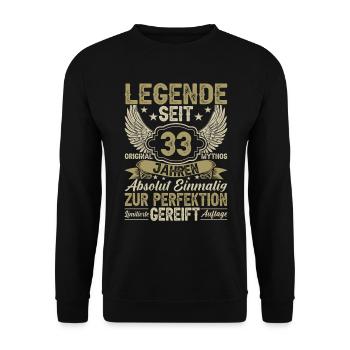 Jubiläumslegende - 33 Jahre - Unisex Pullover - Schwarz - Vorne - Alina (178cm) & Michal (187cm)