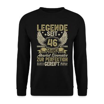 46 Jahre Legende - Unisex Pullover - Schwarz - Vorne - Alina (178cm) & Michal (187cm)