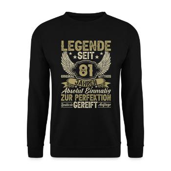 81 Jahre Legende - Unisex Pullover - Schwarz - Vorne - Alina (178cm) & Michal (187cm)