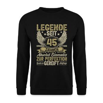 Legende seit 45 Jahren - Unisex Pullover - Schwarz - Vorne - Alina (178cm) & Michal (187cm)