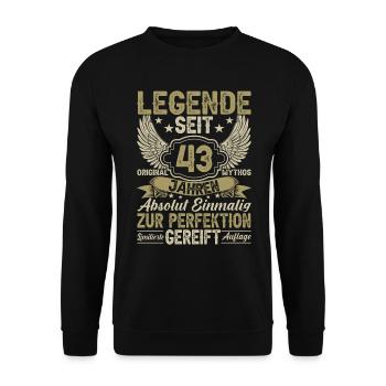 Legende seit 43 Jahren - Unisex Pullover - Schwarz - Vorne - Alina (178cm) & Michal (187cm)