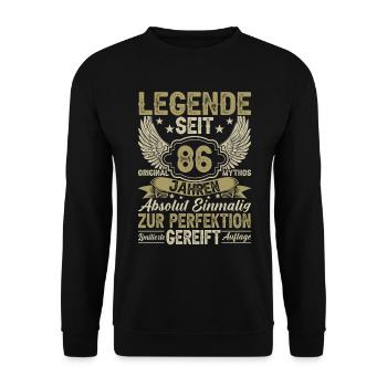 Legende seit 86 Jahren - Unisex Pullover - Schwarz - Vorne - Alina (178cm) & Michal (187cm)