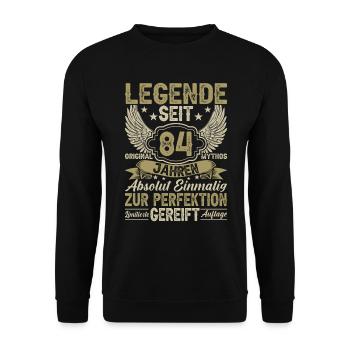 Legende seit 84 Jahren - Unisex Pullover - Schwarz - Vorne - Alina (178cm) & Michal (187cm)