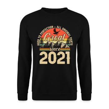Vintage Geburtstagsfreude 2021 - Unisex Pullover - Schwarz - Vorne - Alina (178cm) & Michal (187cm)