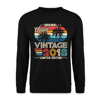 Original 2018 Vintage - 2018 Birthday Gift - Unisex Sweatshirt - black - Front - Alina (178cm) & Michal (187cm)