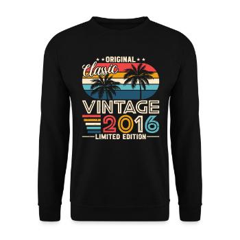 2016 anniversaire 2016 né en 2016 anniversaire - Sweat-shirt Unisexe - noir - Devant - Alina (178cm) & Michal (187cm)