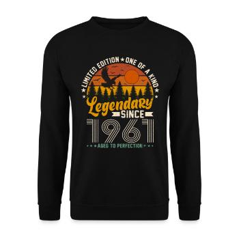 Born in 1961 Birthday 1961 Vintage 1961 - Unisex Sweatshirt - black - Front - Alina (178cm) & Michal (187cm)