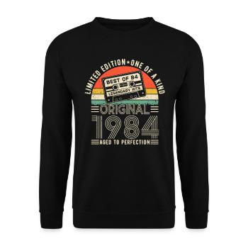 Vintage 1984 Birthday Surprise - Unisex Sweatshirt - black - Front - Alina (178cm) & Michal (187cm)