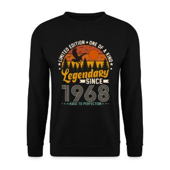 Geboren Legendär 1968 - Unisex Pullover - Schwarz - Vorne - Alina (178cm) & Michal (187cm)
