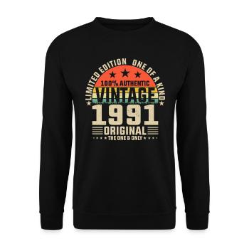 1991 rétro anniversaire Design - Sweat-shirt Unisexe - noir - Devant - Alina (178cm) & Michal (187cm)