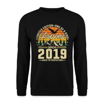 Design rétro créatif de célébration d’anniversaire 2019 - Sweat-shirt Unisexe - noir - Devant - Alina (178cm) & Michal (187cm)