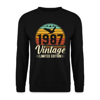 Classique 1987 Anniversaire Rétro Vintage - Sweat-shirt Unisexe - noir - Devant - Alina (178cm) & Michal (187cm)