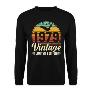 1979 Vintage 45e anniversaire rétro Vibes - Sweat-shirt Unisexe - noir - Devant - Alina (178cm) & Michal (187cm)