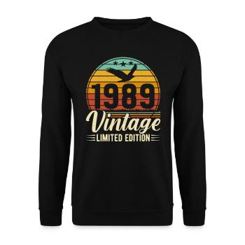Kreatives 1989 Jahrgang Geburtstagsgeschenk - Unisex Pullover - Schwarz - Vorne - Alina (178cm) & Michal (187cm)