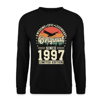 1997 Geburtstagsgeschenk 1997 Jahrgang 1997 Geschenk - Unisex Pullover - Schwarz - Vorne - Alina (178cm) & Michal (187cm)