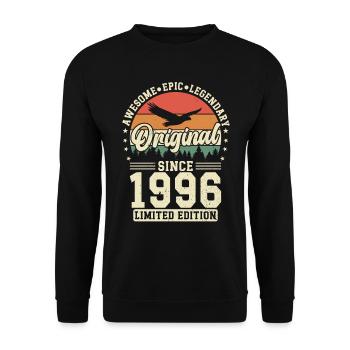 1996 Geburtstagsgeschenk 1996 Jahrgang 1996 Geschenk - Unisex Pullover - Schwarz - Vorne - Alina (178cm) & Michal (187cm)