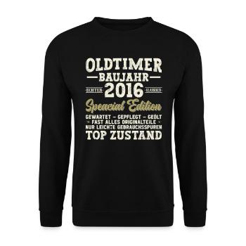 2016 anniversaire 2016 né en 2016 anniversaire - Sweat-shirt Unisexe - noir - Devant - Alina (178cm) & Michal (187cm)