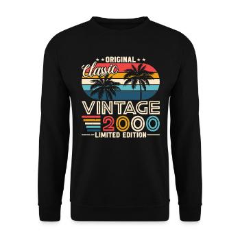 Original Jahrgang 2000 | Geschenk zum Geburtstag 2000 - Unisex Pullover - Schwarz - Vorne - Alina (178cm) & Michal (187cm)