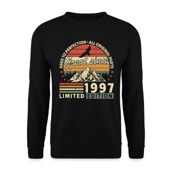 1997 Geburtstagsgeschenk 1997 Jahrgang 1997 Geschenk - Unisex Pullover - Schwarz - Vorne - Alina (178cm) & Michal (187cm)