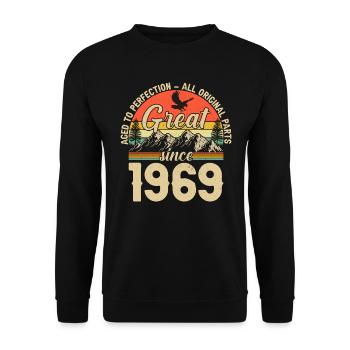 Unique 1969 Vintage Vintage cadeau rétro - Sweat-shirt Unisexe - noir - Devant - Alina (178cm) & Michal (187cm)
