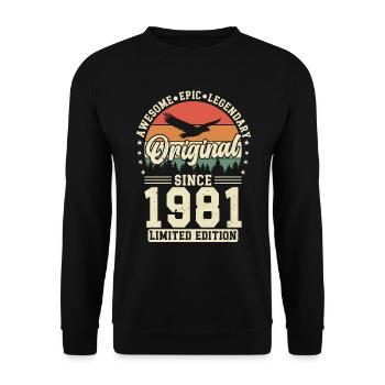 Unique 1981 Vintage Birthday Design Retro - Unisex Sweatshirt - black - Front - Alina (178cm) & Michal (187cm)