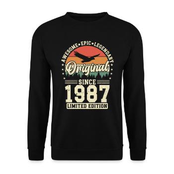 Happy 1987 Birthday Year Vintage Retro - Unisex Sweatshirt - black - Front - Alina (178cm) & Michal (187cm)