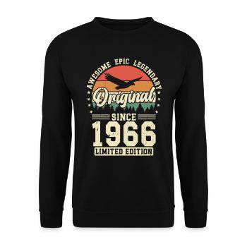 Einzigartiger 1966er Jahrgang Vintage Retro Design - Unisex Pullover - Schwarz - Vorne - Alina (178cm) & Michal (187cm)