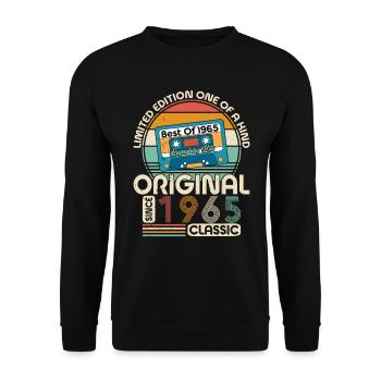 Vintage 1965 - Retro Birthday Gift - Unisex Pullover - Schwarz - Vorne - Alina (178cm) & Michal (187cm)