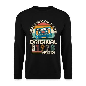 Kreatives Vintage 1968 Jahrgang Retro Design - Unisex Pullover - Schwarz - Vorne - Alina (178cm) & Michal (187cm)