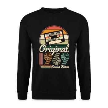 Vintage 1969: Original Retro Birthday Gift - Unisex Pullover - Schwarz - Vorne - Alina (178cm) & Michal (187cm)