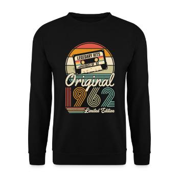 Cadeau d’anniversaire vintage 1962 - Sweat-shirt Unisexe - noir - Devant - Alina (178cm) & Michal (187cm)